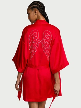 Халат Victoria's Secret Signature Satin Short Piped Robe Red розмір XS/S