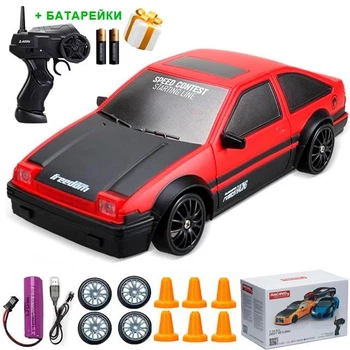 Машинка для дрифта на радиоуправлении Toyota AE86 Trueno 4WD 1:24 красная