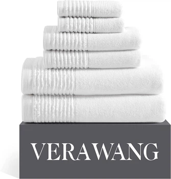 Полотенца махровые Vera Wang из плотного 100% хлопка 570 г/м² (6 штук – комплект для двух человек) – белый