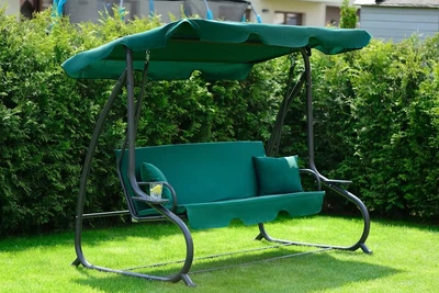 Садовые качели с навесом JUST GARDEN Relax Comfort "Зеленые" - раскладные, 3х-местные качели с усиленным каркасом. Прекрасный вариант для уютного отдыха