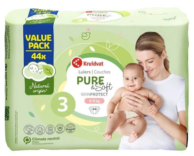 Підгузки Kruidvat pure&soft skin protect розмір 3 (4-9 кг) 44 шт
