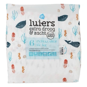 Экологические подгузники Albert Heijn luiers extra drog&zacht 6 размер (15+ кг) 25 шт