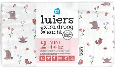 Экологические подгузники Albert Heijn luiers extra drog&zacht 2 размер (4-8 кг) 45 шт