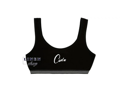 Чорний топ на широких бретелях з написом Ciao! Donella 8971SZ М
