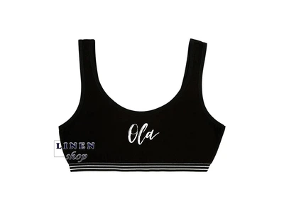 Чорний топ на широких бретелях з написом Ola! Donella 8971SZ М