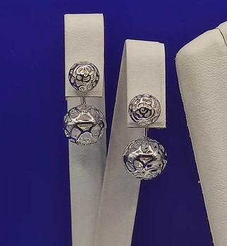 Серебряные серьги "Шарики Роза " Shiny ш4б