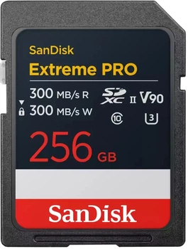 Карта памяти SD 256Gb SanDisk Extreme Pro V90 C10 UHS-II U3 (SDSDXDM-256G-GN4IN)