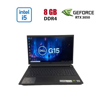 Ігровий ноутбук Dell G15 5510 / 15.6" (1920x1080) IPS / Intel Core i5-10200H (4 (8) ядра по 2.4 - 4.1 GHz) / 8 GB DDR4 / 512 GB SSD / nVidia GeForce RTX 3050, 4 GB GDDR6, 128-bit / WebCam б/в