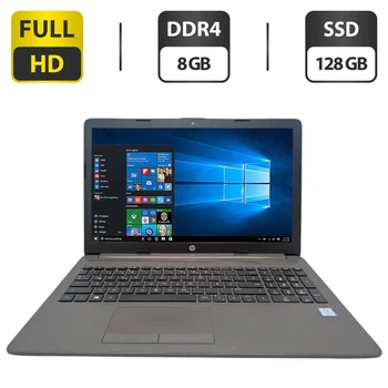 Ноутбук HP 250 G6 / 15.6" (1920x1080) TN / Intel Core i3-7020U (2 (4) ядра по 2.3 GHz) / 8 GB DDR4 / 128 GB SSD / Intel HD Graphics 620 / WebCam / DVD-ROM б/у