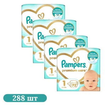 Дитячі підгузки 288 шт Pampers Premium Care розмір 1 (2-5 кг)