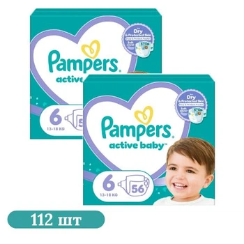 Детские подгузники 112 шт Pampers Active Baby размер 6 (13-18 кг)