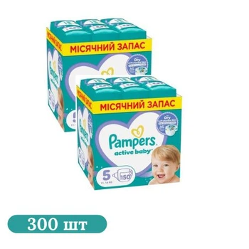 Детские подгузники 300 шт Pampers Active Baby размер 5 (11-16 кг)