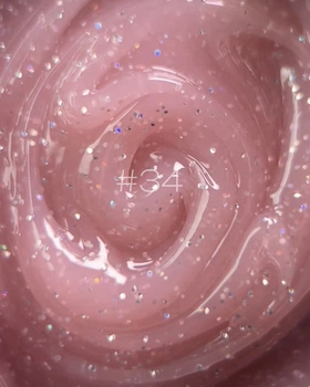Гель-желе для нарощування Moon Full Jelly Builder Gel №34 напівпрозорий рожевий з шимером, 30 мл.