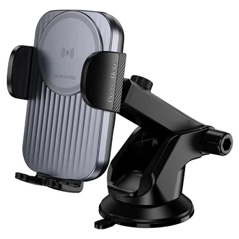 Автодержатель для телефона Borofone BH222 с беспроводной зарядкой 15W присоска 162x95x106 мм Black (6941991119019)