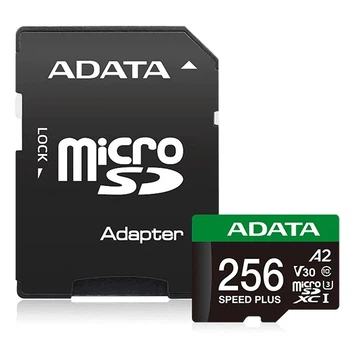 Карта пам'яті ADATA Speed Plus microSDXC 256GB UHS-I U3 V30 A2 180/160 MB/s + SD адаптер (UD256GUI3V30A2SP-RA1)
