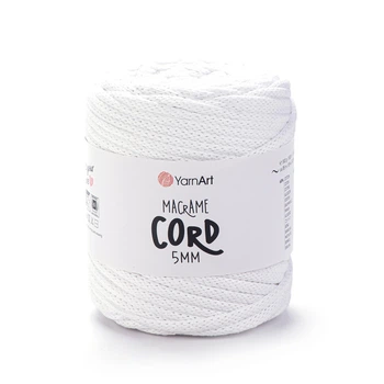 Шнур плетений YarnArt macrame cord 5 мм с сердечником для макраме білий (№751)