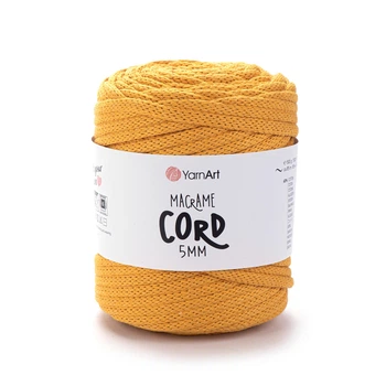 Шнур плетений YarnArt macrame cord 5 мм с сердечником для макраме гірчичний (№796)