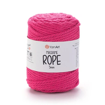 Шнур кручений для макраме YarnArt macrame rope 5мм яскраво-рожевий 500г (№803)