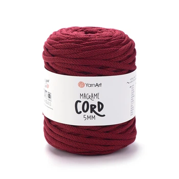 Шнур плетений YarnArt macrame cord 5 мм с сердечником для макраме бордо (№781)