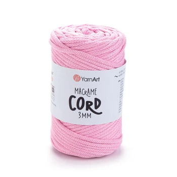 Шнур плетений YarnArt macrame cord рожевий 3 мм для макраме (№762)