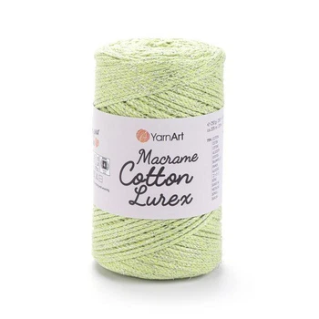 Шнур плетений з люрексом YarnArt macrame cotton Lurex 2мм фісташковий (№726)