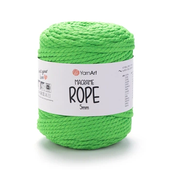 Шнур кручений для макраме YarnArt macrame rope 5мм яскраво-зелений 5мм 85м (№802)