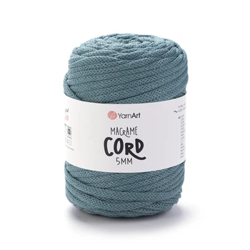 Шнур плетений YarnArt macrame cord 5 мм с сердечником для макраме сизо-сірий (№795)