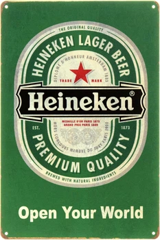 Металлическая табличка "Heineken (Открой Свой Мир)" (ms-00460)