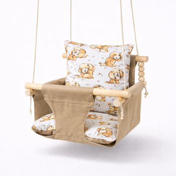 Підвісна дитяча гойдалка «Стандарт», бавовна мідна з собачками (gs-8401)