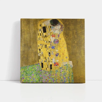 Интерьерная картина Поцелуй — Густав Климт, Gustav Klimt, The Kiss, репродукция картины, 30×30 см (id4367)