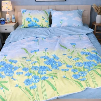 Комплект постельного белья Бязь Summer Field 155х215 см Голубой