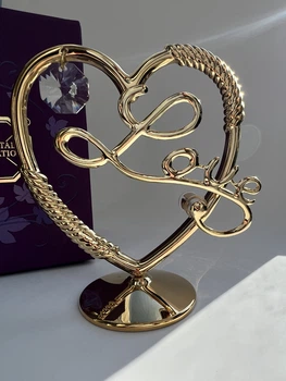 Кришталевий арт-об'єкт зі стразами Swarovski «Серце Love», 8 см