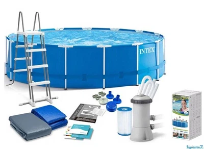 Басейн каркасний Intex 28242 сходи/підстилка/тент та насос-фільтр 457x122 см 16805 л від 6-ти років (LN7-28242)