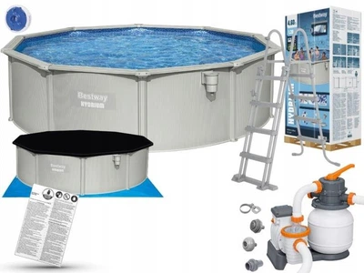 Збірний басейн Bestway Hydrium 56384 460*120 см 17430 л сходи/ підстилка/скімер/пісочний фільтр (LN7-56384)