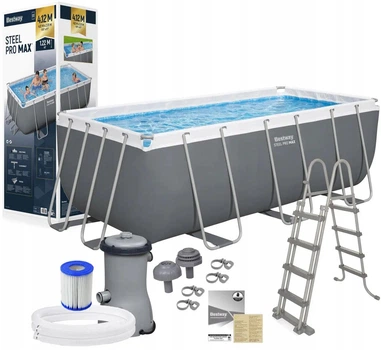 Каркасний басейн Bestway 56456 8124 л 412*201*122 см з картріджним фільтром та сходами (LN7-56456)