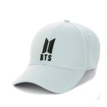 Молодіжна кепка з вишивкою "BTS" світлий джинс
