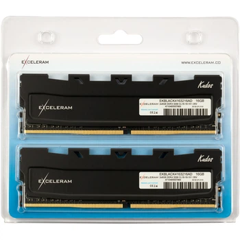 Модуль пам'яті для комп'ютера DDR4 16GB (2x8GB) 3200 MHz Kudos Black eXceleram (EKBLACK4163216AD)