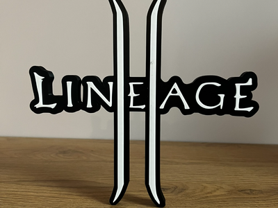 Логотип Lineage 2 Декор Настенный Черный 12 См 3Д Печать