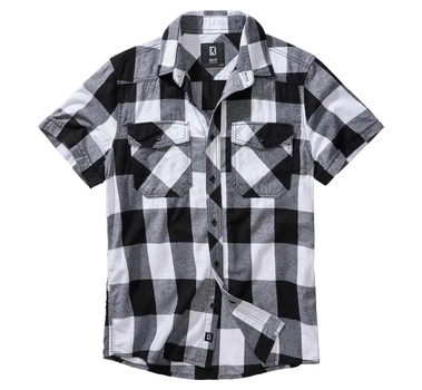 Рубашка мужская фланелевая с коротким рукавом Brandit XL white/black (4032.46.XL)