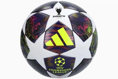Біло-фіолетовий м'яч футбольний Adidas UCL 2026 Budapest Mini JX9099 (розмір 1)