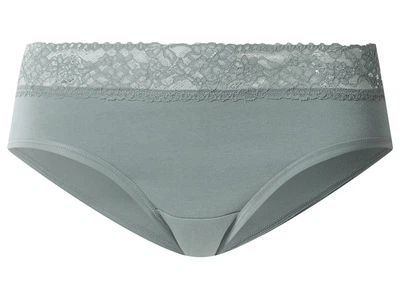 Трусики-хипстеры хлопковые с круживом для женщины Esmara LYCRA® 473572 S Зеленый
