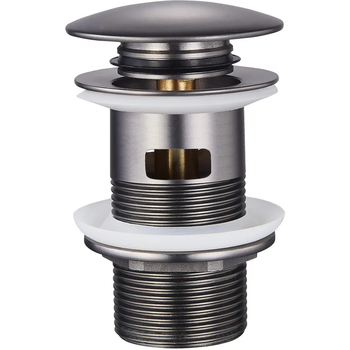 Донный клапан для раковины с переливом Zerix BV-09 GRAY 1 1/4" автоматический Click-Clack (Цвет графит) (MY0415)