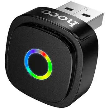 Автомобільний бездротовий адаптер Hoco DUP10 USB LED Apple CarPlay для iOS iPhone Чорний