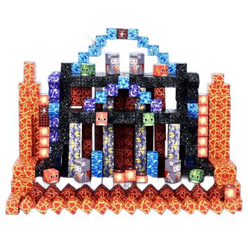 Магнітний конструктор Minecraft «Епічна фортеця з лавою» – 100 кубиків, готовий подарунок для дітей 4–10 років