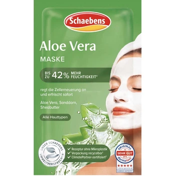 Зволожуюча маска для обличчя з алое вера Schaebens Gesichtsmaske Aloe Vera 2x5 мл