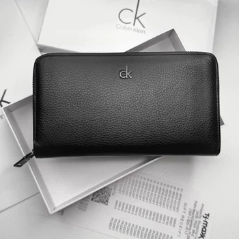 Мужской портмоне CALVIN KLEIN натуральная кожа 19,5×11 см Черный (LUX1402)