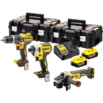 Акумуляторний ударний дриль-шурупокрут DeWALT DCD796, ударний гвинтокрут DCF887, болгарка DCG405, 2 акб 18V 5.0Ah, з/п, валіза TSTAK (DCK384P2T)