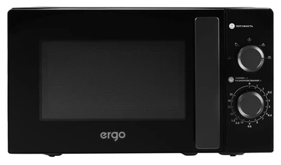 Микроволновая печь ERGO 20 л черная металлический корпус 700 Вт механическое управление (684266)