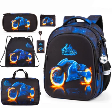 Ортопедический рюкзак школьный 6 в 1 для мальчика School Standard 38х30х18 см для младших классов (SET 150-43)