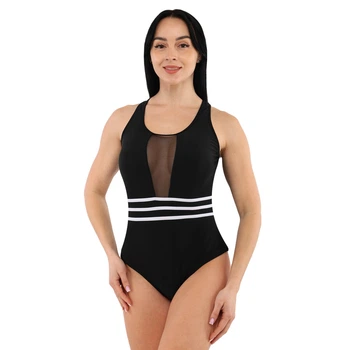 Женский слитный купальник SP-Sport 7679 размер M (44-46) Black-White